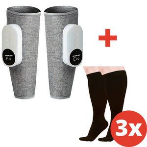 1x Paar Nooro™ 3-in-1-Beinmassagegerät + 3 Paar extrabreite Kompressionsstrümpfe (mlac)